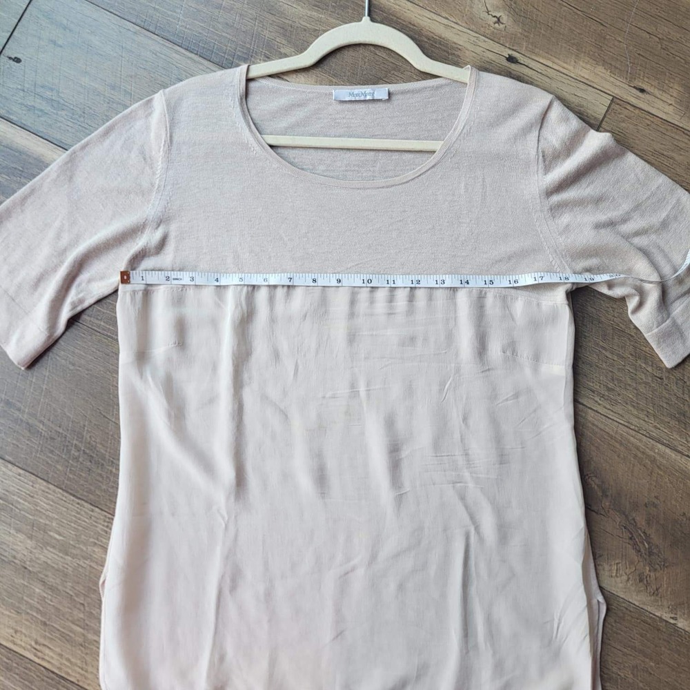 Max Mara Womens Light Pink Mixed Media Knit Woven Scoop Neck Top Blouse Size M - Picture 3 of 13